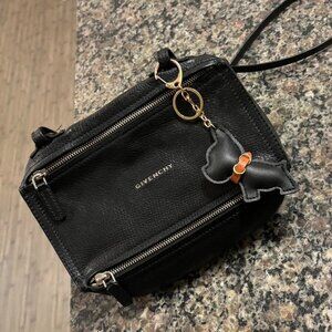 The Ace Brown leather terrier hanging keychain for bag or car